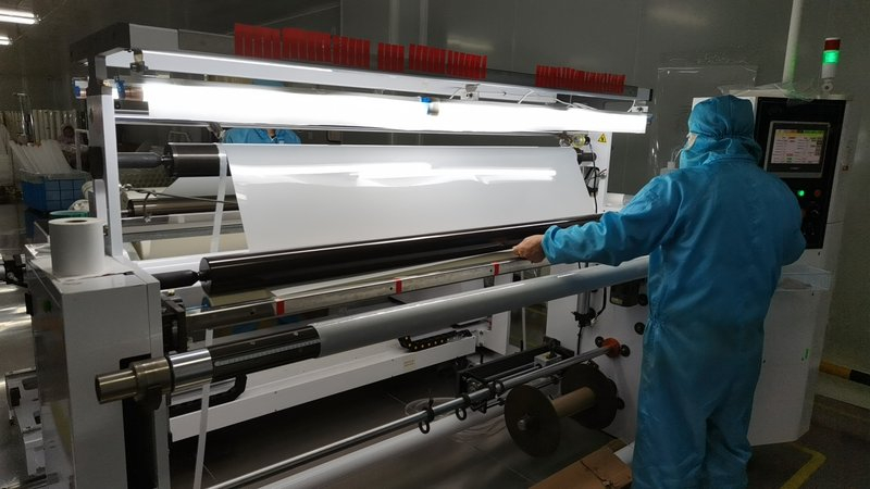 window film coating line at the KSB factory before packing